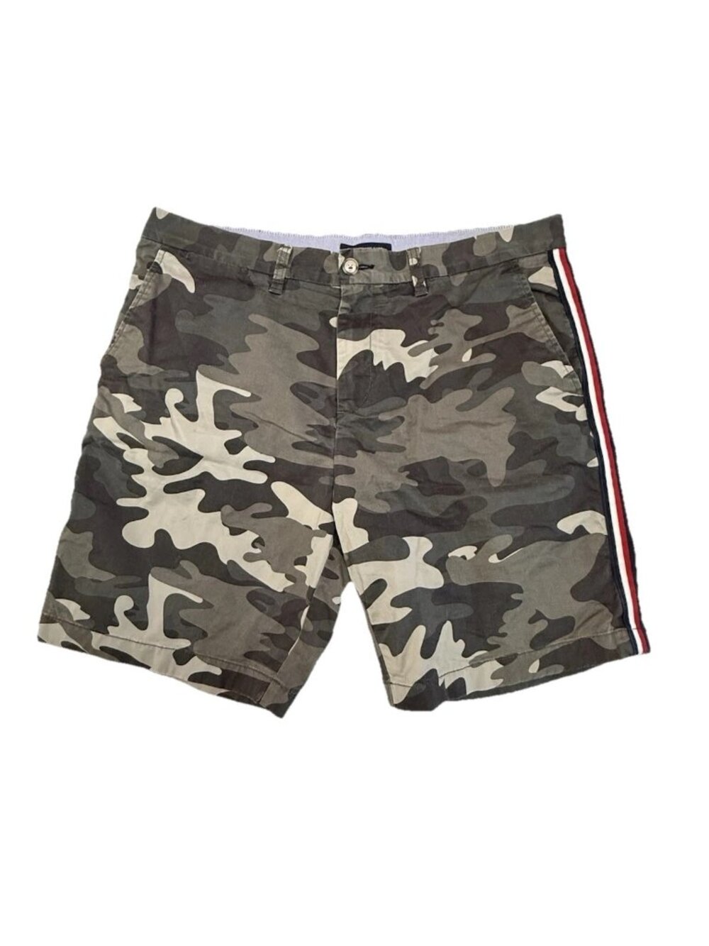 Tommy Hilfiger Men’s Camo Chino Shorts Size 36 Stripe Side Flat Front